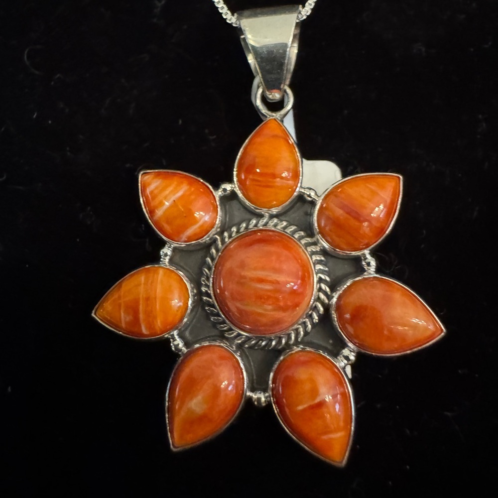 Orange spiny oyster Pendant Necklace